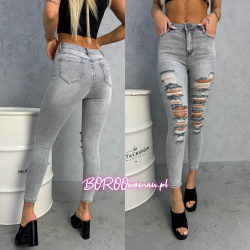 Szare skinny z mega dziurami